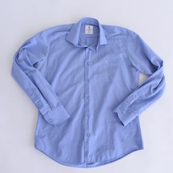 Cavallero Camiceria Slim Fit Button Down  Blue Shirt Size- 39/40 - Picture 5 of 13